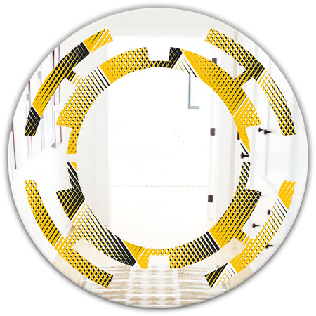 Rhombus Retro Geometric - Modern Round or Oval Wall Mirror - Space