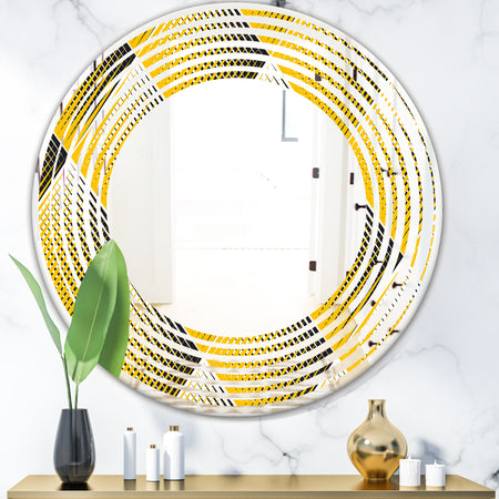 Rhombus Retro Geometric - Modern Round or Oval Wall Mirror - Wave