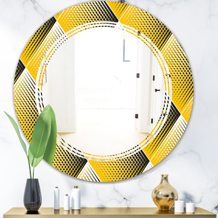 Rhombus Retro Geometric - Modern Round or Oval Wall Mirror - Triple C