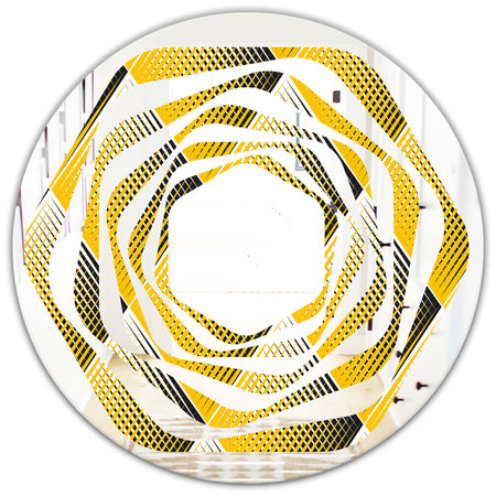 Rhombus Retro Geometric - Modern Round or Oval Wall Mirror - Whirl