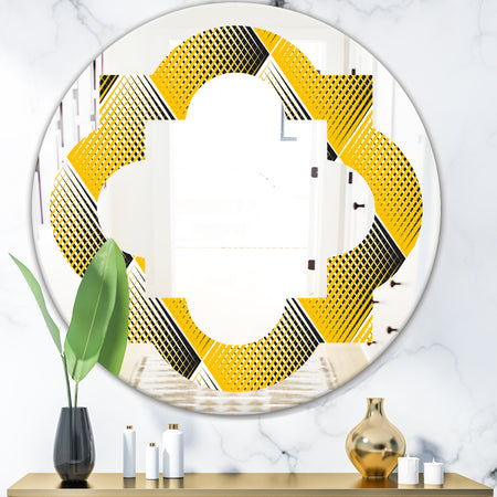 Rhombus Retro Geometric - Modern Round or Oval Wall Mirror - Quatrefoil