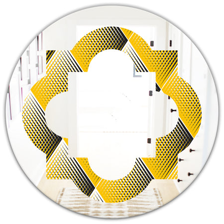 Rhombus Retro Geometric - Modern Round or Oval Wall Mirror - Quatrefoil