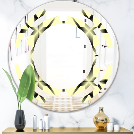 Oriental Ornament. Flower Pattern - Modern Round or Oval Wall Mirror - Space