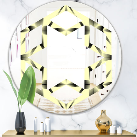 Oriental Ornament. Flower Pattern - Modern Round or Oval Wall Mirror - Hexagon Star