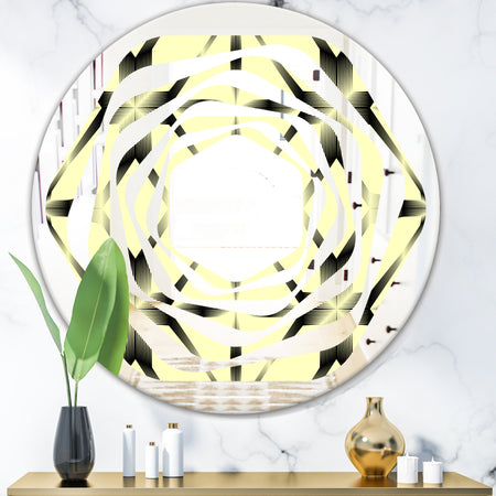 Oriental Ornament. Flower Pattern - Modern Round or Oval Wall Mirror - Whirl