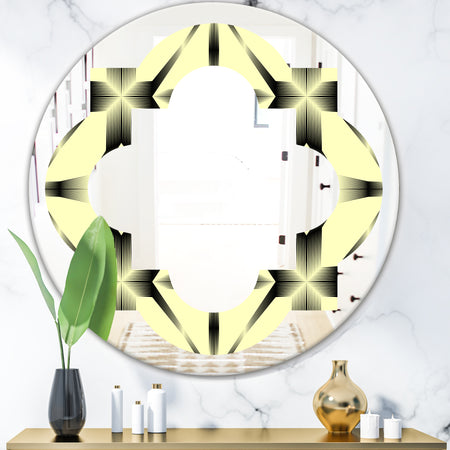 Oriental Ornament. Flower Pattern - Modern Round or Oval Wall Mirror - Quatrefoil