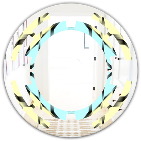 Black and White Fashion Ornament - Modern Round or Oval Wall Mirror - Space