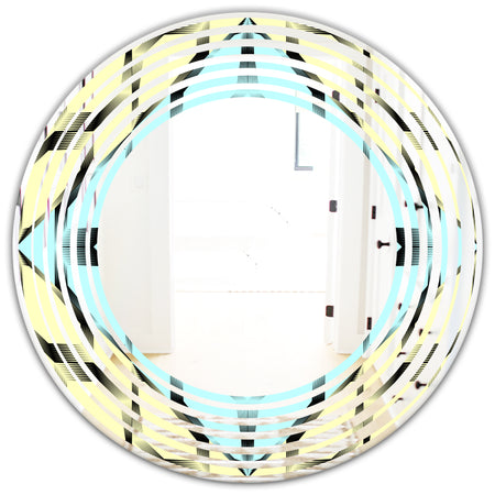Black and White Fashion Ornament - Modern Round or Oval Wall Mirror - Wave