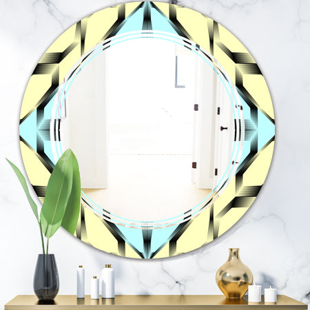 Black and White Fashion Ornament - Modern Round or Oval Wall Mirror - Triple C