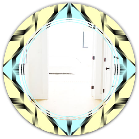 Black and White Fashion Ornament - Modern Round or Oval Wall Mirror - Triple C