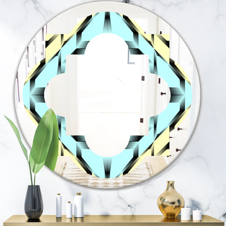 Black and White Fashion Ornament - Modern Round or Oval Wall Mirror - Quatrefoil