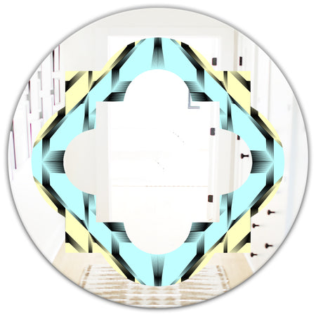 Black and White Fashion Ornament - Modern Round or Oval Wall Mirror - Quatrefoil