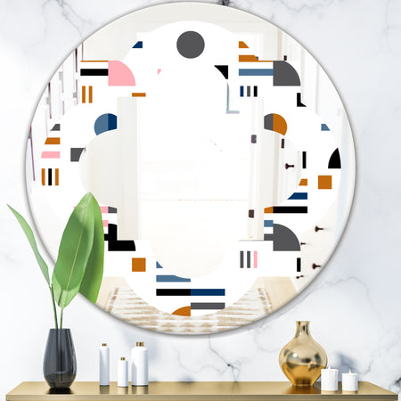 Retro Abstract Design XI - Modern Round or Oval Wall Mirror - Quatrefoil