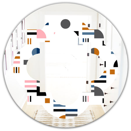 Retro Abstract Design XI - Modern Round or Oval Wall Mirror - Quatrefoil