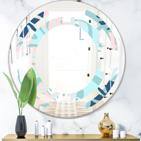 Retro Floral Pattern II - Modern Round or Oval Wall Mirror - Space