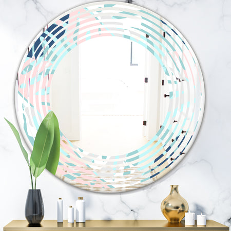 Retro Floral Pattern II - Modern Round or Oval Wall Mirror - Wave