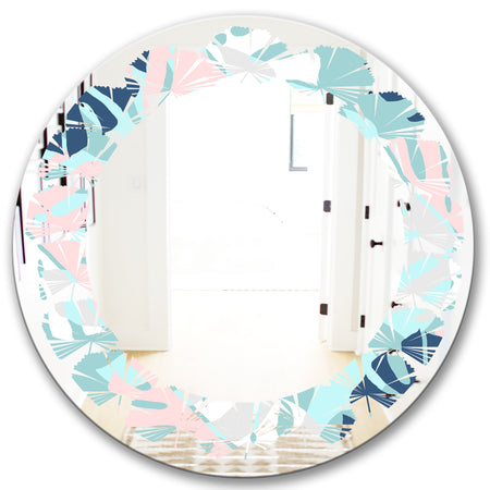 Retro Floral Pattern II - Modern Round or Oval Wall Mirror - Leaves