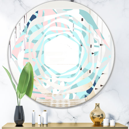 Retro Floral Pattern II - Modern Round or Oval Wall Mirror - Whirl
