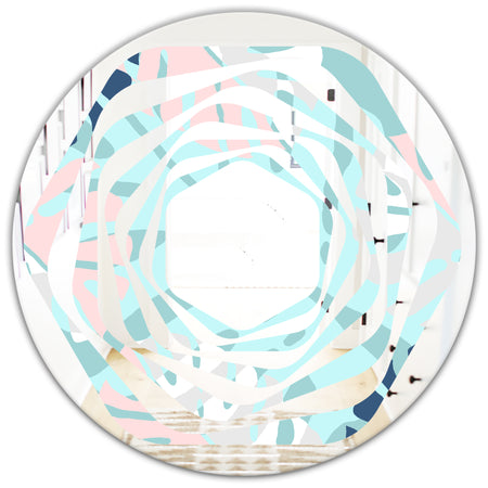 Retro Floral Pattern II - Modern Round or Oval Wall Mirror - Whirl