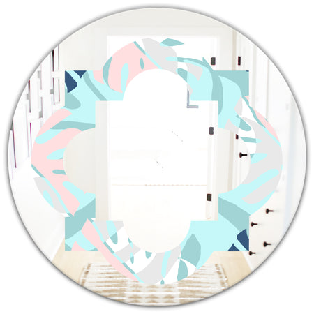 Retro Floral Pattern II - Modern Round or Oval Wall Mirror - Quatrefoil