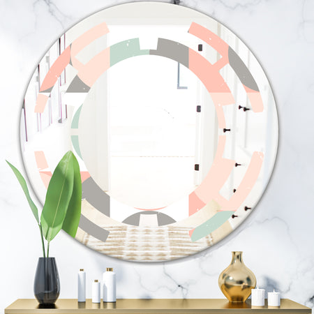 Retro Pastel Circular Pattern II - Modern Round or Oval Wall Mirror - Space