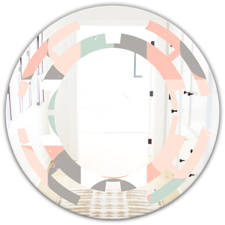Retro Pastel Circular Pattern II - Modern Round or Oval Wall Mirror - Space