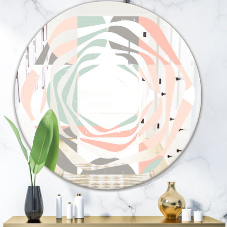 Retro Pastel Circular Pattern II - Modern Round or Oval Wall Mirror - Whirl