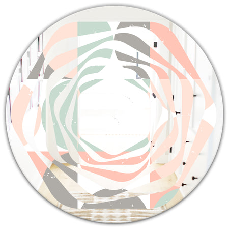 Retro Pastel Circular Pattern II - Modern Round or Oval Wall Mirror - Whirl