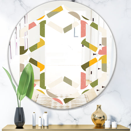 Vintage Circular Design I - Modern Round or Oval Wall Mirror - Hexagon Star