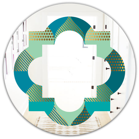 Luxury Retro Drops I - Modern Round or Oval Wall Mirror - Quatrefoil