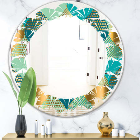 Luxury Retro Drops II - Modern Round or Oval Wall Mirror - Leaves