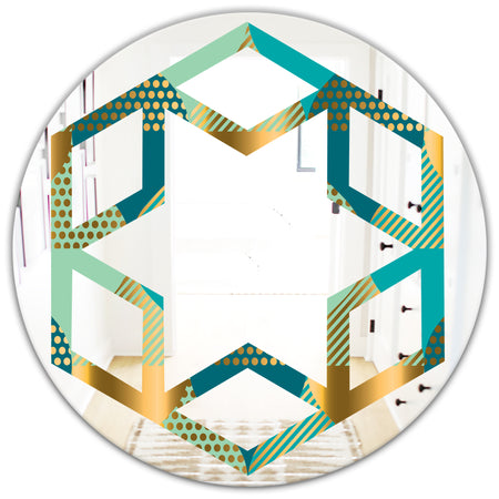 Luxury Retro Drops II - Modern Round or Oval Wall Mirror - Hexagon Star