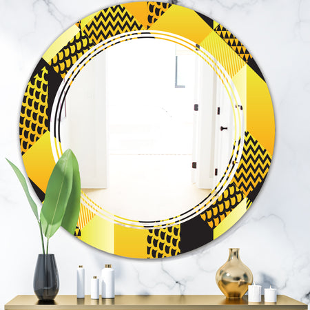 Retro Hexagon Pattern II - Modern Round or Oval Wall Mirror - Triple C