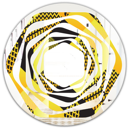 Retro Hexagon Pattern II - Modern Round or Oval Wall Mirror - Whirl