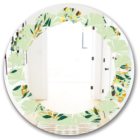 Bright Eucalyptus Floral Pattern III - Cottage Round or Oval Wall Mirror - Leaves
