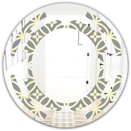 Retro Ornamental Pattern II - Modern Round or Oval Wall Mirror - Space