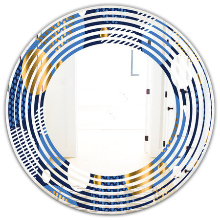 Circular Abstract Retro Geometric XI - Modern Round or Oval Wall Mirror - Wave