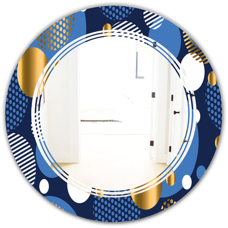 Circular Abstract Retro Geometric XI - Modern Round or Oval Wall Mirror - Triple C