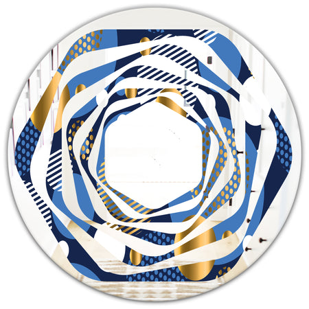 Circular Abstract Retro Geometric XI - Modern Round or Oval Wall Mirror - Whirl