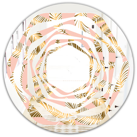 Golden Foliage IV - Modern Round or Oval Wall Mirror - Whirl