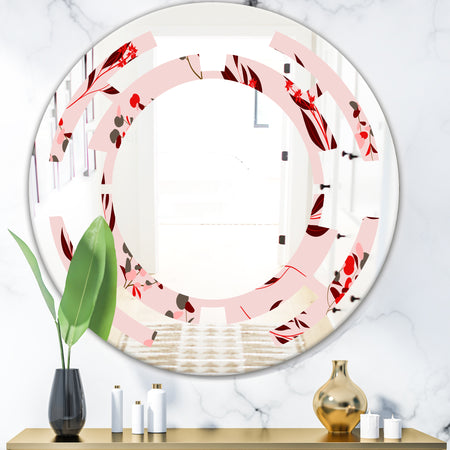 Bright Eucalyptus Floral Pattern II - Cottage Round or Oval Wall Mirror - Space