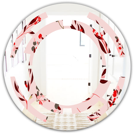 Bright Eucalyptus Floral Pattern II - Cottage Round or Oval Wall Mirror - Space