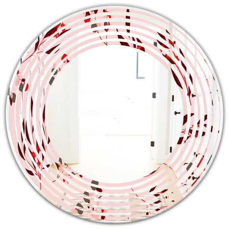 Bright Eucalyptus Floral Pattern II - Cottage Round or Oval Wall Mirror - Wave