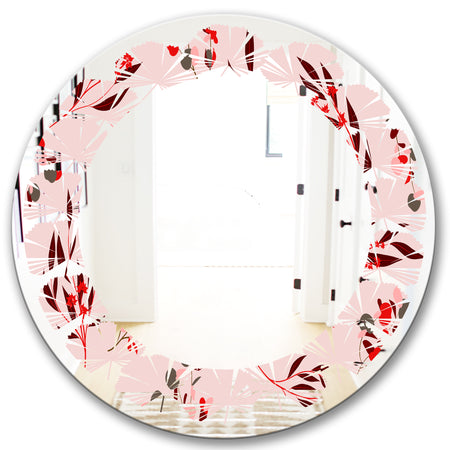 Bright Eucalyptus Floral Pattern II - Cottage Round or Oval Wall Mirror - Leaves