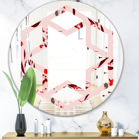 Bright Eucalyptus Floral Pattern II - Cottage Round or Oval Wall Mirror - Hexagon Star