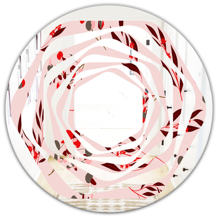 Bright Eucalyptus Floral Pattern II - Cottage Round or Oval Wall Mirror - Whirl