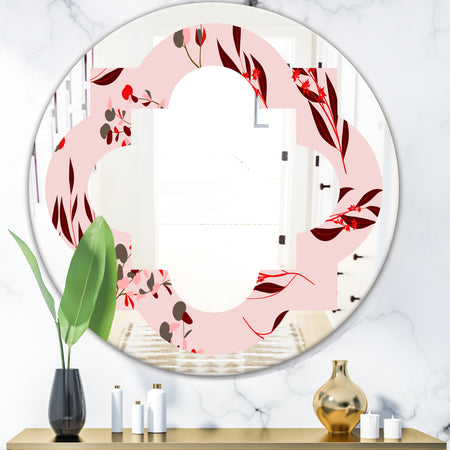 Bright Eucalyptus Floral Pattern II - Cottage Round or Oval Wall Mirror - Quatrefoil