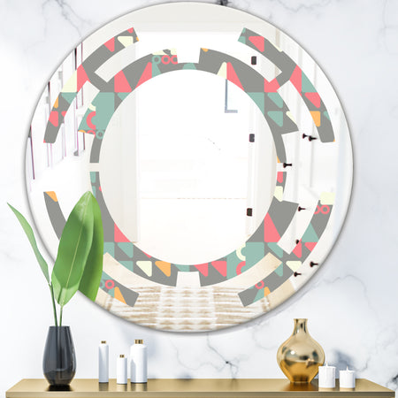 Retro Abstract Design V - Modern Round or Oval Wall Mirror - Space