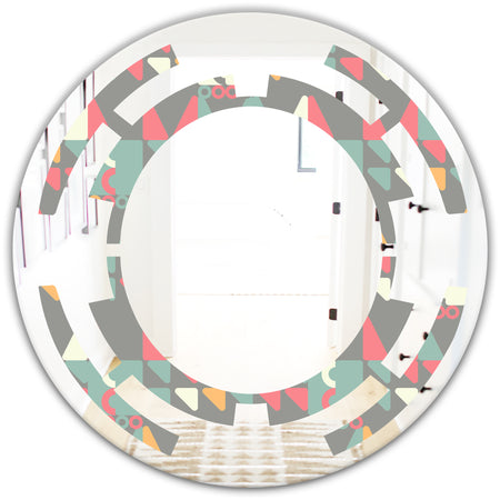 Retro Abstract Design V - Modern Round or Oval Wall Mirror - Space