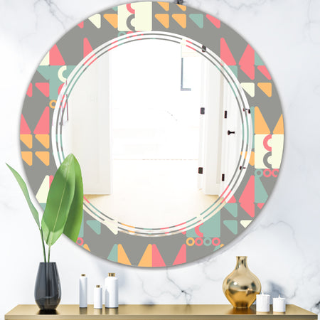 Retro Abstract Design V - Modern Round or Oval Wall Mirror - Triple C